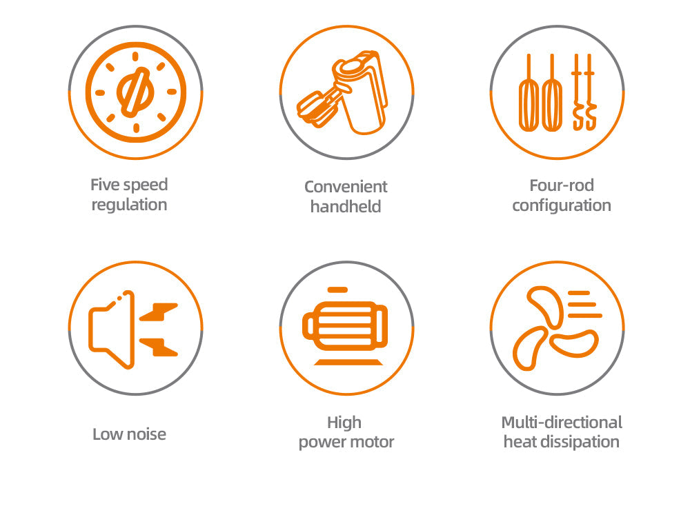 Mixer de Mână Haley 500W, 7 Trepte Viteză, Alb/Albastru, Silențios, Accesorii Incluse