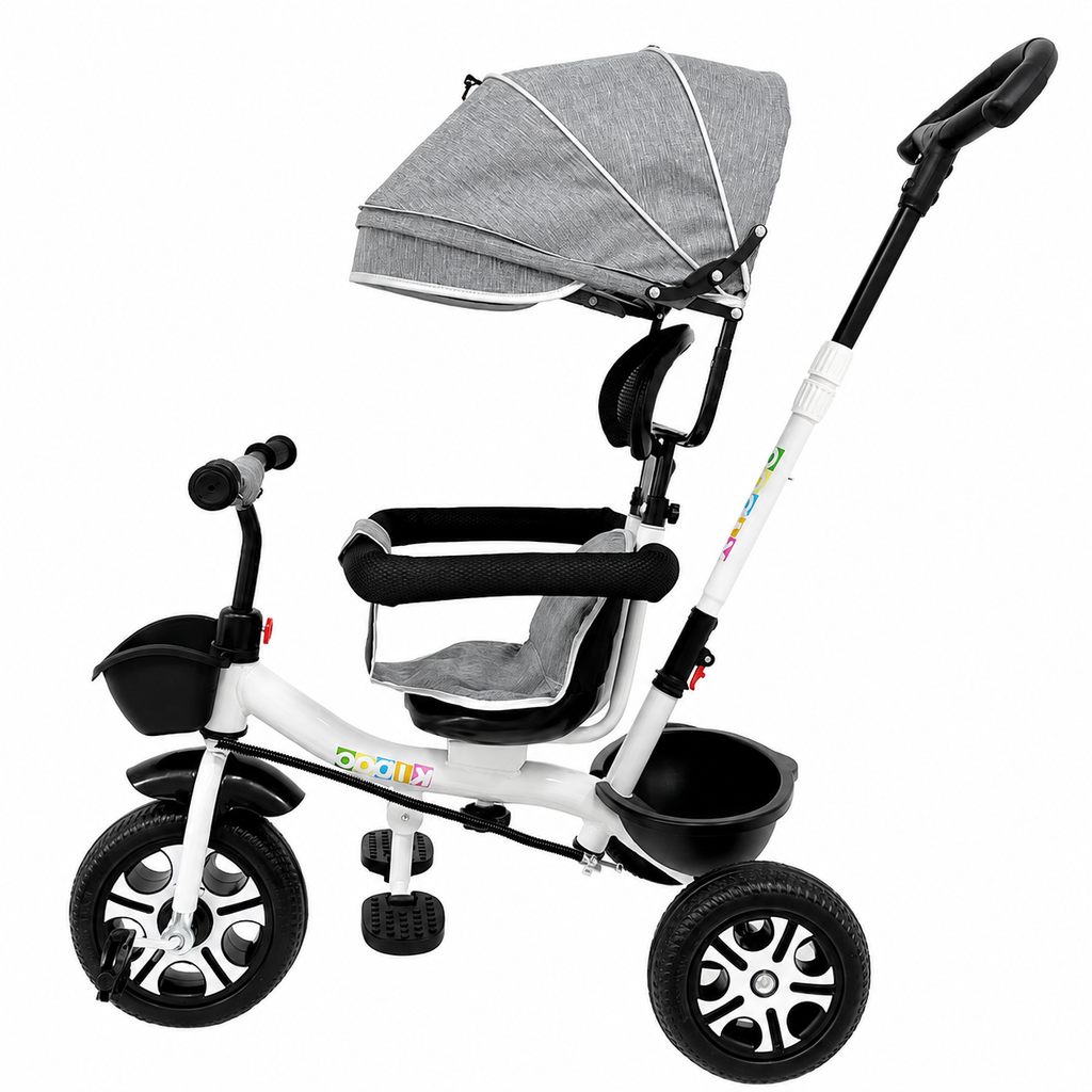 Tricicletă evolutivă KIDOO KD-X06, scaun rotativ 360°, copertină cu protecție UV, roți cauciuc, 9 luni-6 ani