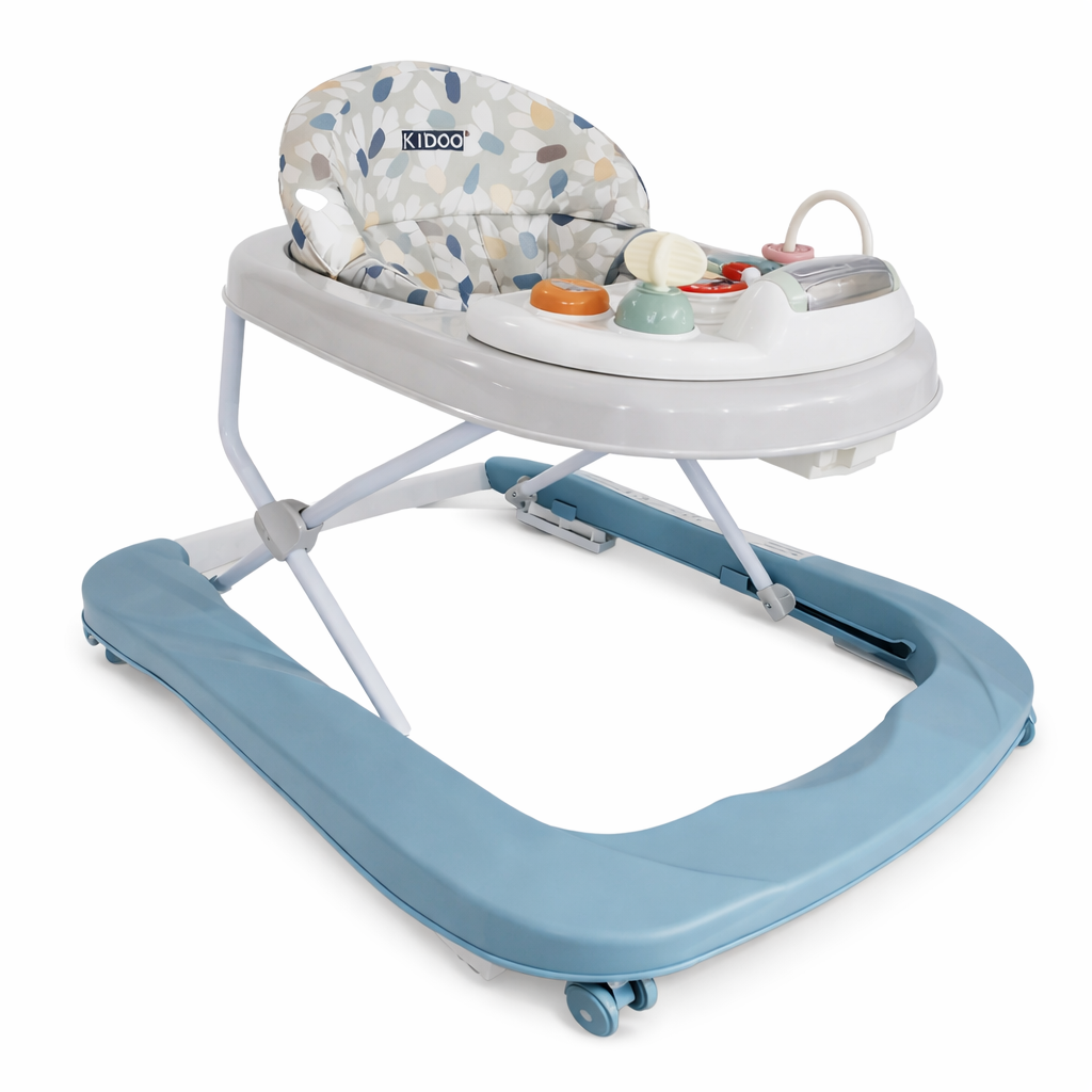 Premergător bebeluși KIDOO, 6-18 luni, jucării și muzică, maxim 12 kg, albastru
