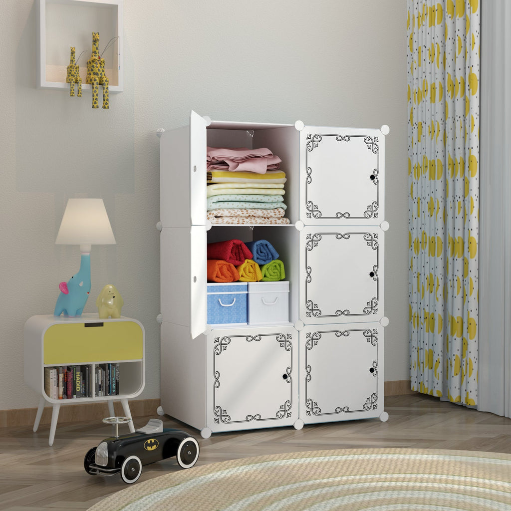 Dulap modular pentru copii AT Performance, 6 rafturi, 74x37x110 cm, plastic rigid, alb