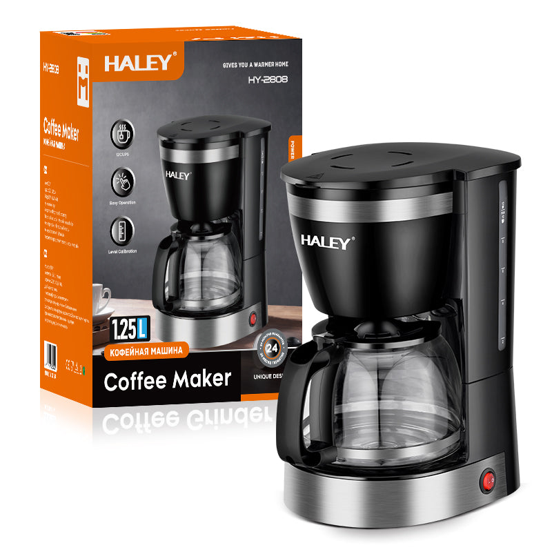 Cafetieră HALEY HY-2808, 800 W, 1.25 L, 12 cești, indicator nivel apă, sistem de siguranță