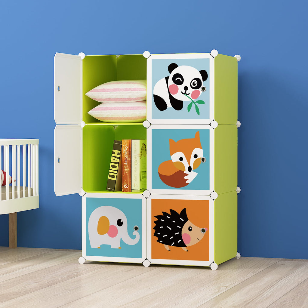Dulap modular pentru copii AT Performance, 6 rafturi, 74x37x110 cm, plastic durabil, verde