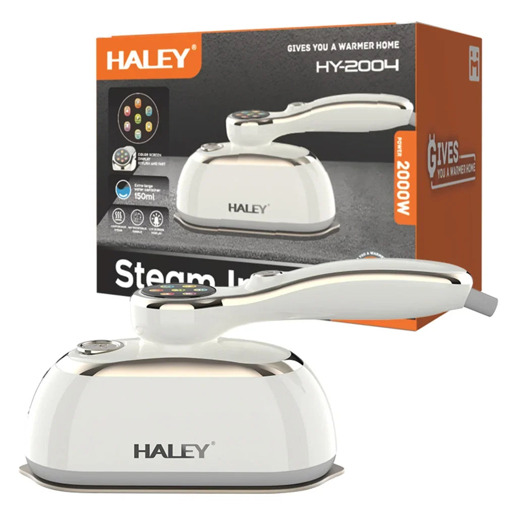 Steamer vertical cu abur HALEY HY-2004, 2000 W, rezervor 150 ml, talpă inox, portabil, alb