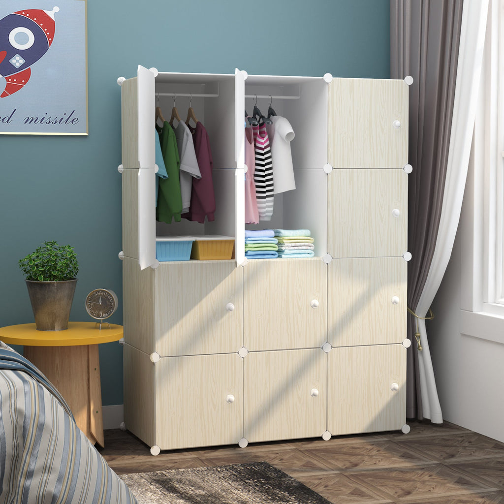 Dulap modular pentru copii AT Performance, 12 rafturi, 110x37x147 cm, plastic dur, crem