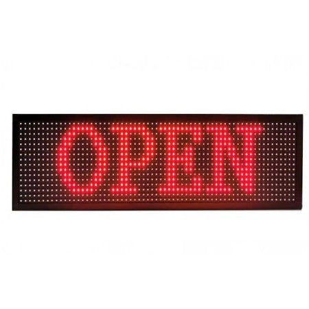 Reclamă luminoasă LED roșu AT Performance, 200x40 cm, Wi-Fi, carcasă ABS, derulare text, neagră