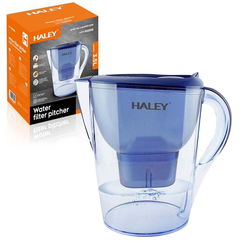 Cană filtrantă pentru apă HALEY, 3,5 L, filtru multistrat, indicator schimb filtru, albastru