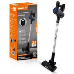 Aspirator Vertical cu Fir 2 în 1 HALEY®, 300W, 22.2V, Autonomie 35 Min, Perie LED, Filtru Lavabil, Recipient 1L, Negru/Argintiu