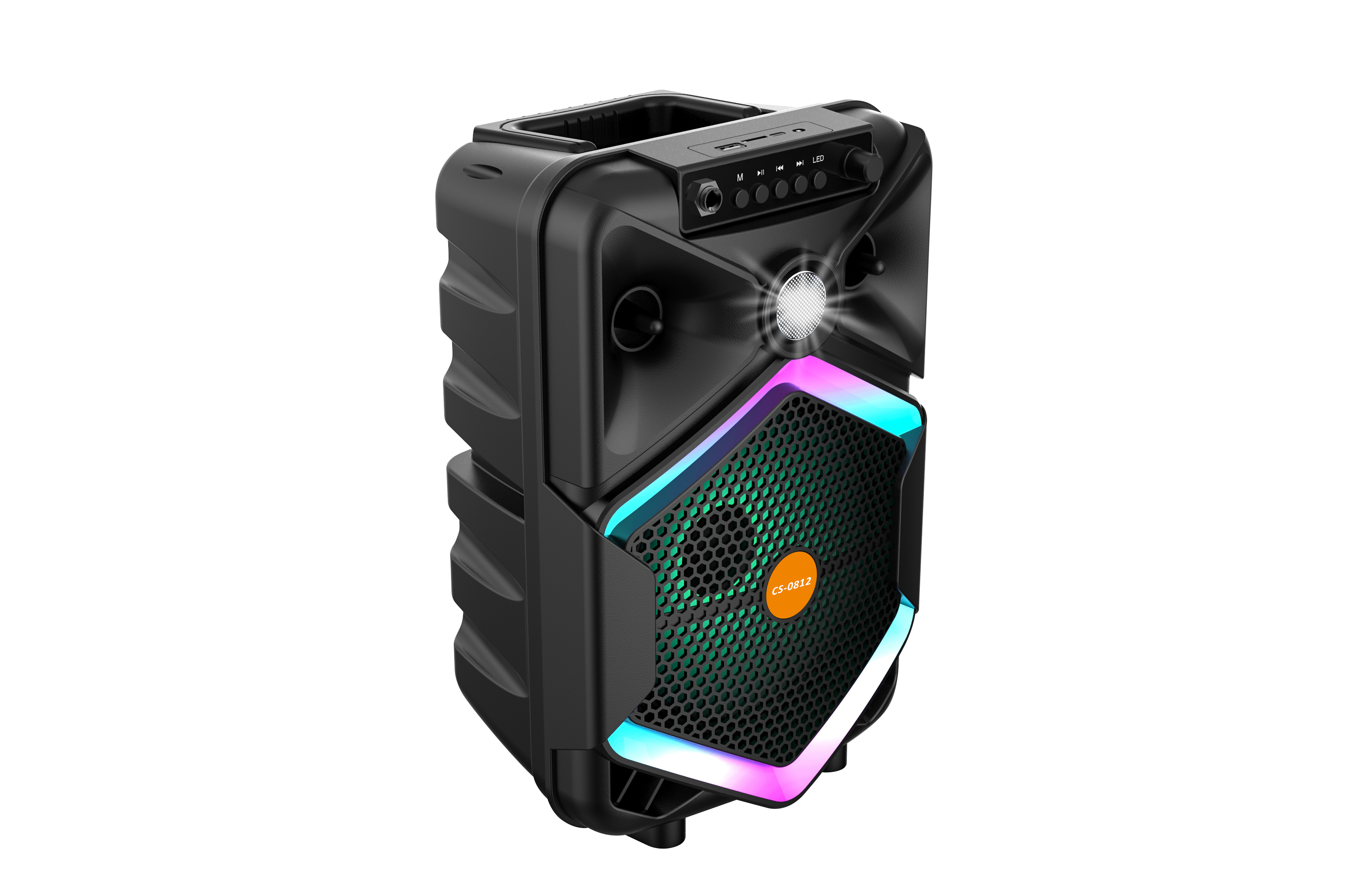 Boxa Portabila AT PERFORMANCE®, cu Lumini RGB, Putere 100W, MP3, USB, Bluetooth, TF, WIFI, Slot Microfon, Karaoke, Acumulator, Negru