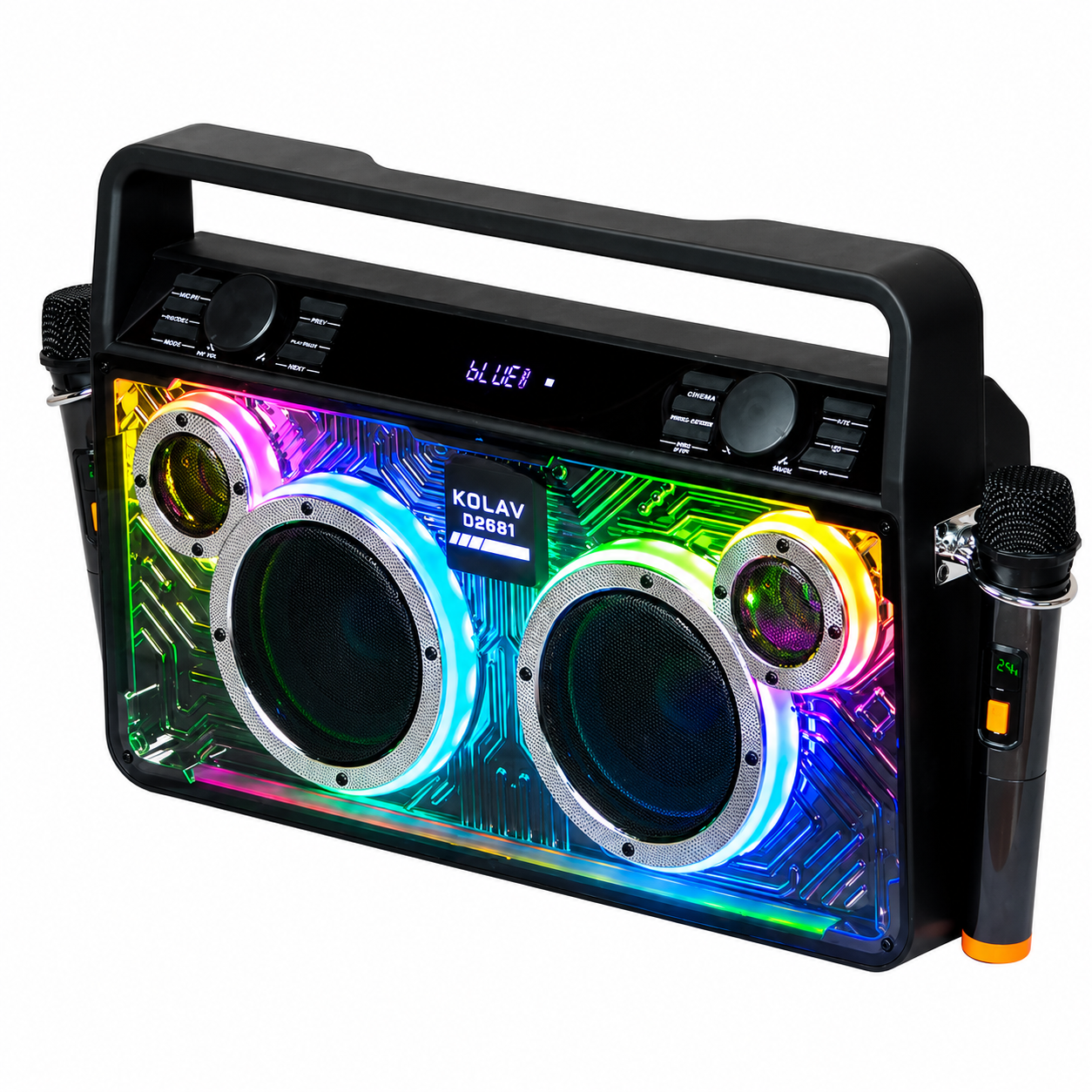 Boxă karaoke portabilă KOLAV D2661, 2x6 inch, 400 W, bluetooth 5.2, acumulator 4000 mAh, negru