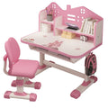 Set birou și scaun ergonomic pentru copii AT Performance, blat 75x105 cm, înălțime reglabilă, roz