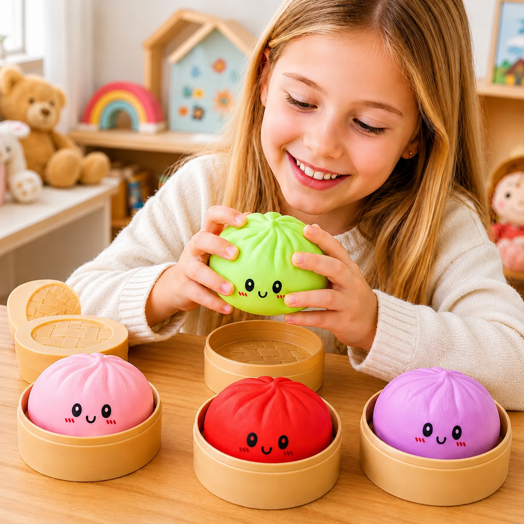 Jucărie antistres squishy dumpling AT Performance, 10 cm, silicon moale, culoare surpriză