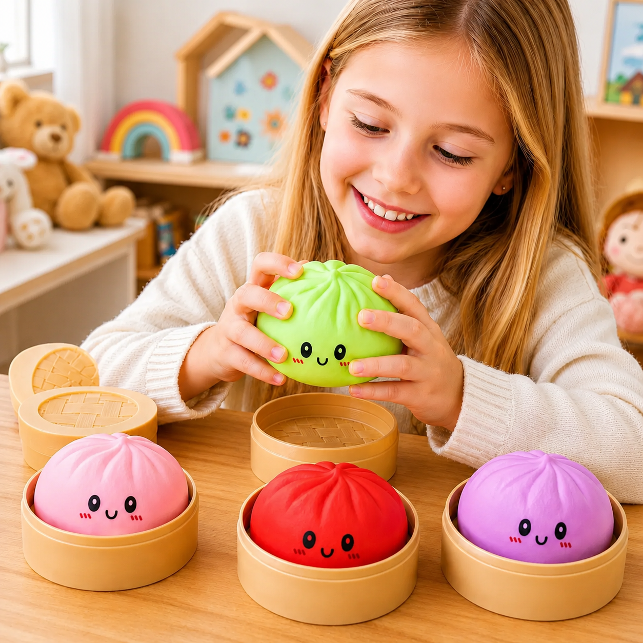 Jucărie antistres squishy dumpling AT Performance, 10 cm, silicon moale, culoare surpriză