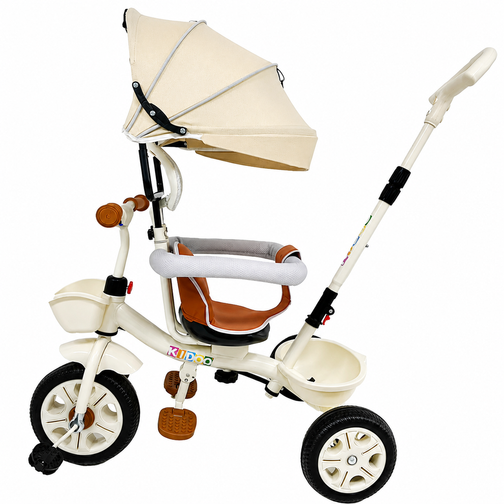 Tricicletă evolutivă KIDOO KD-X06, scaun rotativ 360°, copertină cu protecție UV, roți cauciuc, 9 luni-6 ani