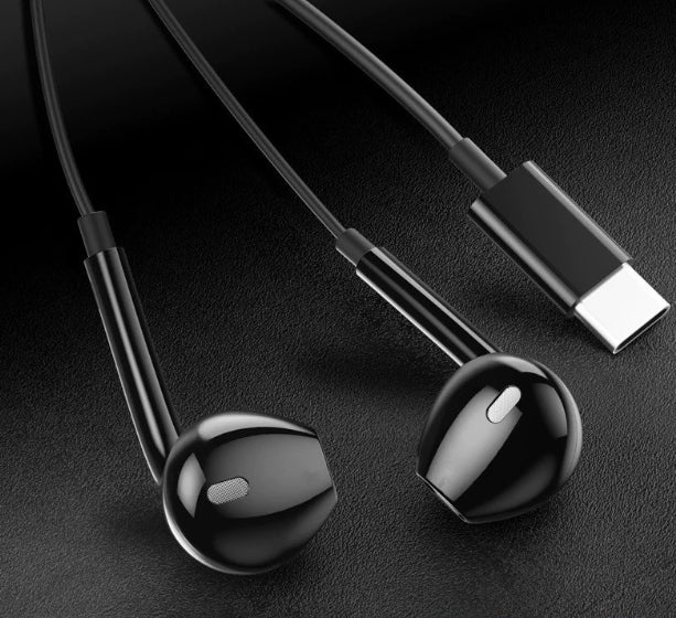Căști in-ear cu fir KLGO, conector Type-C, cablu 1,3 m, microfon, sensibilitate 100 dB, alb