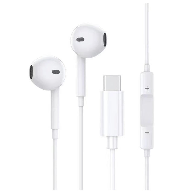 Căști in-ear cu fir KLGO, conector Type-C, cablu 1,3 m, microfon, telecomandă pe fir, alb sau negru