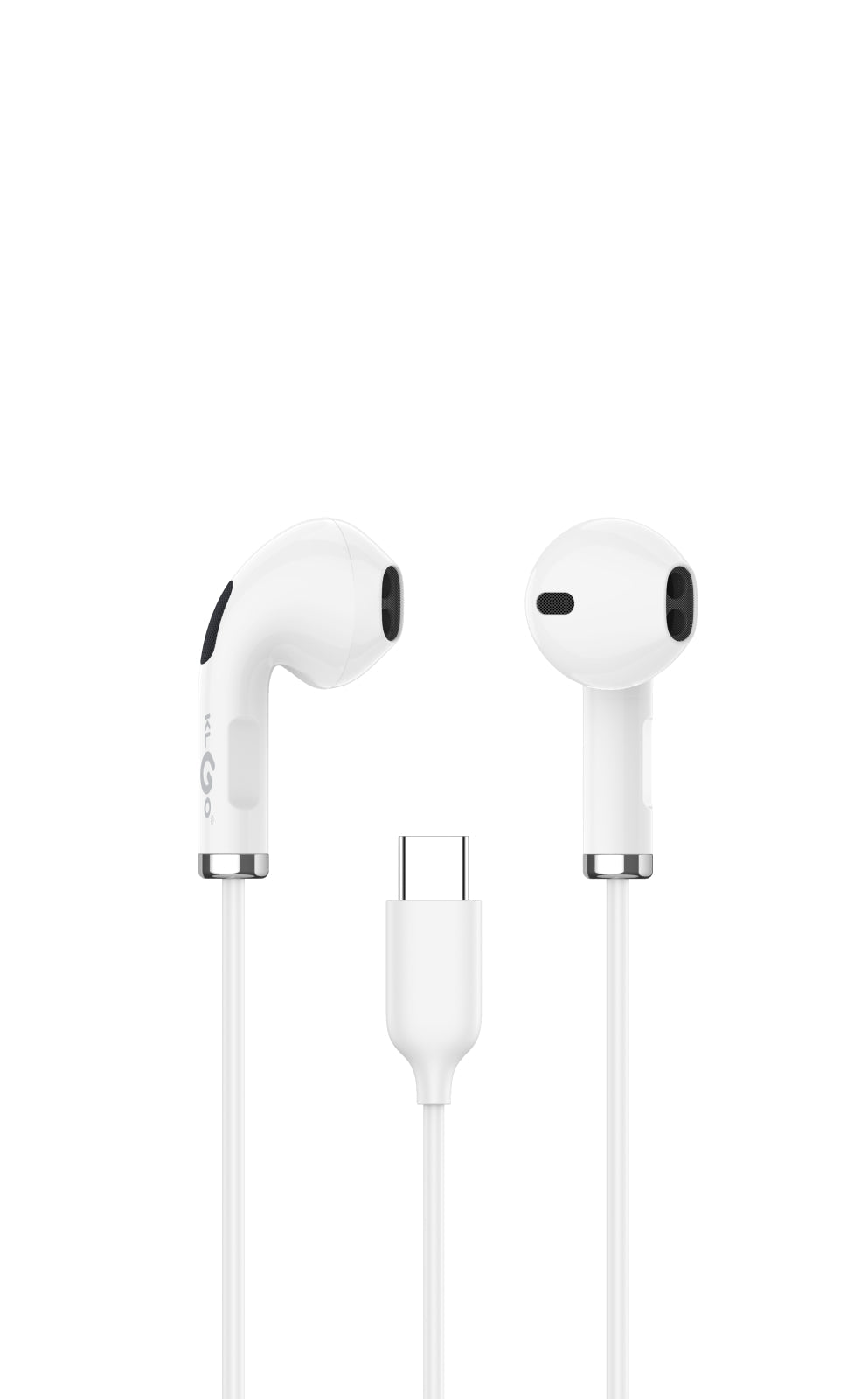 Căști in-ear cu fir KLGO, conector Type-C, cablu 1,3 m, microfon, telecomandă pe fir, alb sau negru