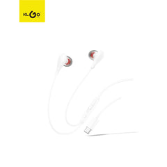 Căști cu Fir Type-C KLGO, Microfon și Control Volum, Compatibile iPhone & Android, 1.2m – Alb și Negru