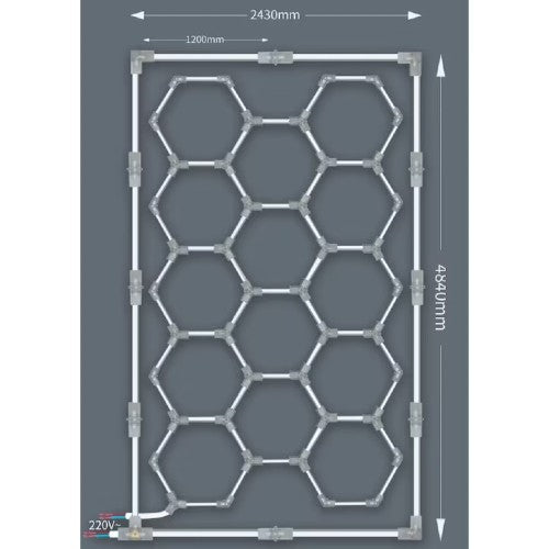 Aplică LED hexagonală AT Performance, 14 module, 672 W, 70.000 lumeni, 6500K alb rece