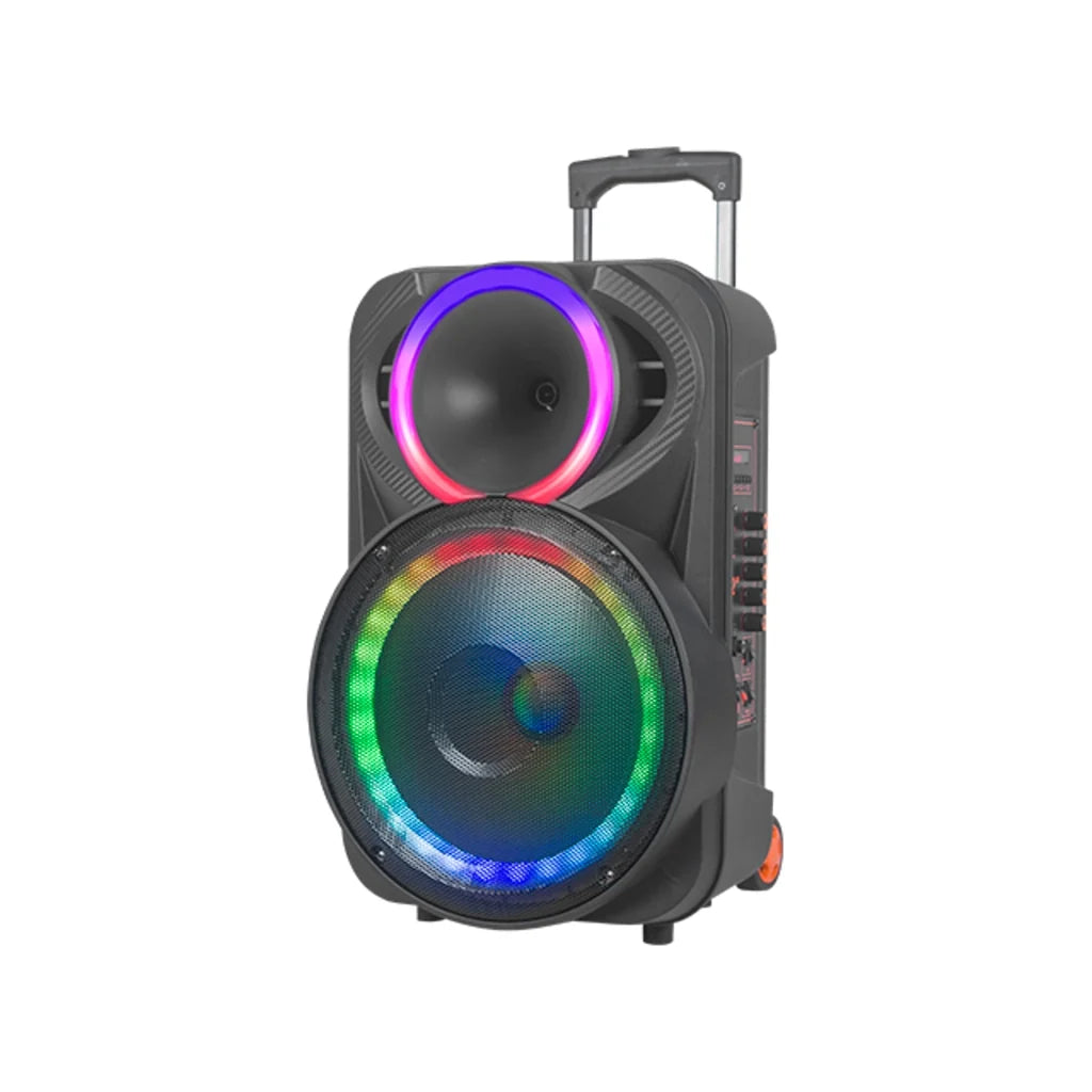 Boxă karaoke portabilă KOLAV F1230, difuzor 12 inch, 400 W PMPO, 2 microfoane wireless, baterie 3600 mAh