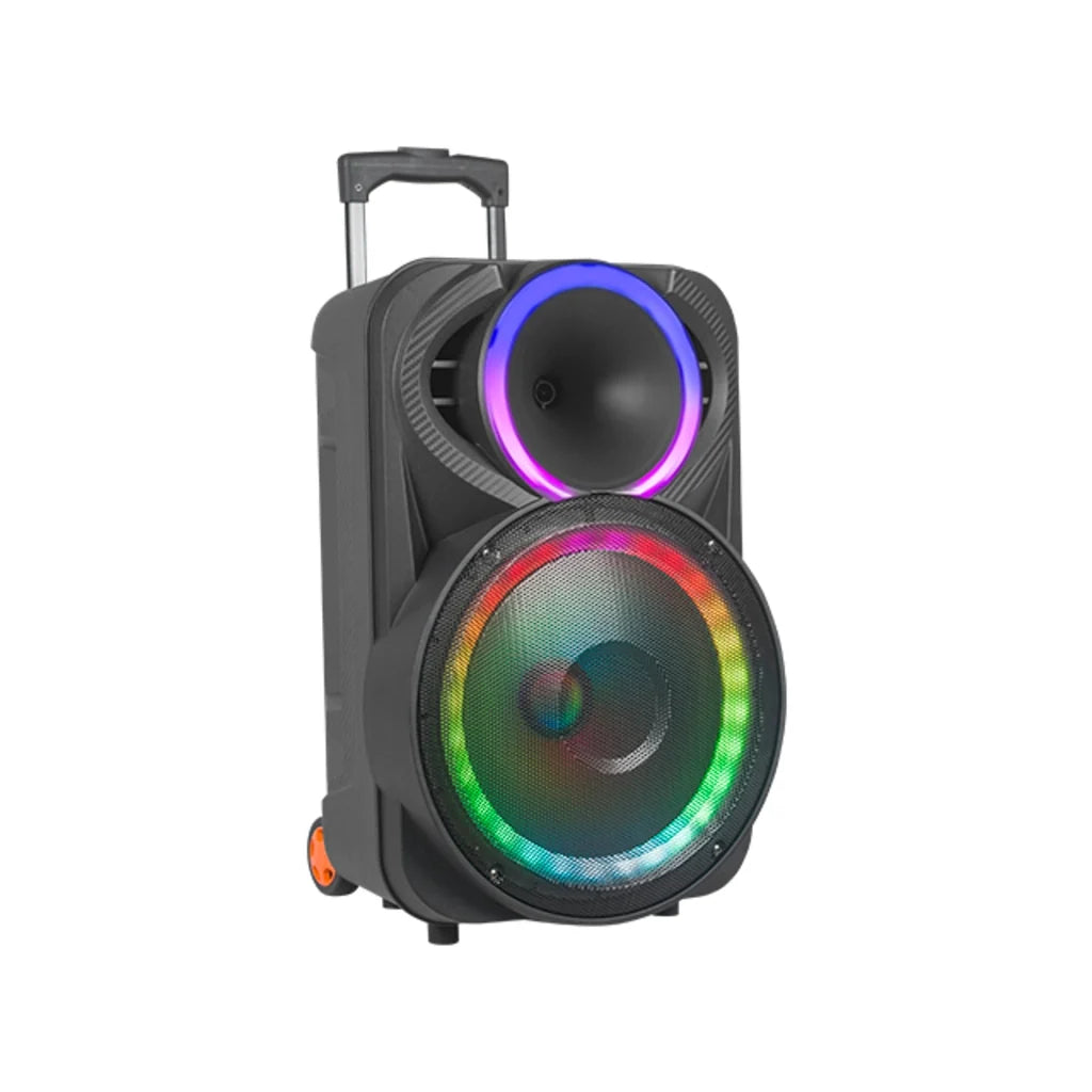 Boxă karaoke portabilă KOLAV F1230, difuzor 12 inch, 400 W PMPO, 2 microfoane wireless, baterie 3600 mAh