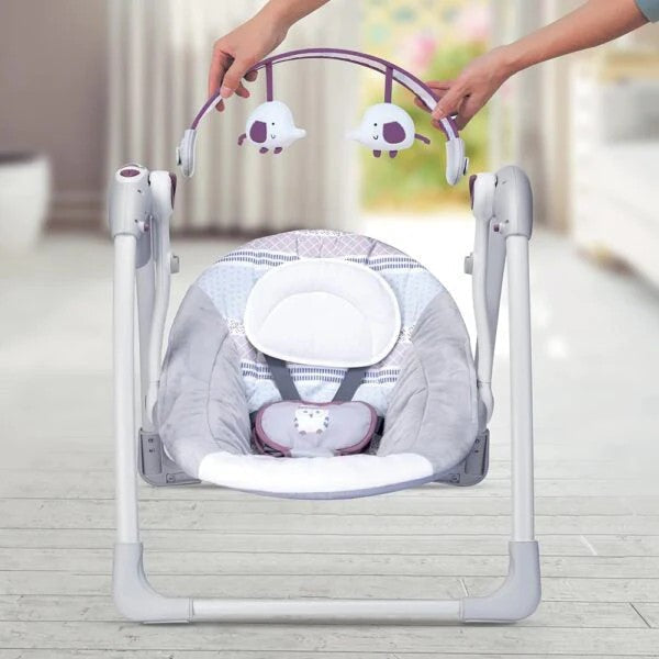 Leagăn electric pentru bebeluși Mastela, 7 melodii, 3 sunete naturale, 2 poziții de scaun, gri