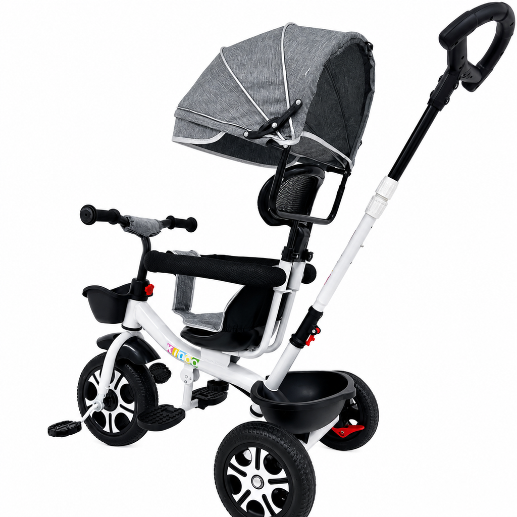 Tricicletă evolutivă KIDOO KD-X06, scaun rotativ 360°, copertină cu protecție UV, roți cauciuc, 9 luni-6 ani