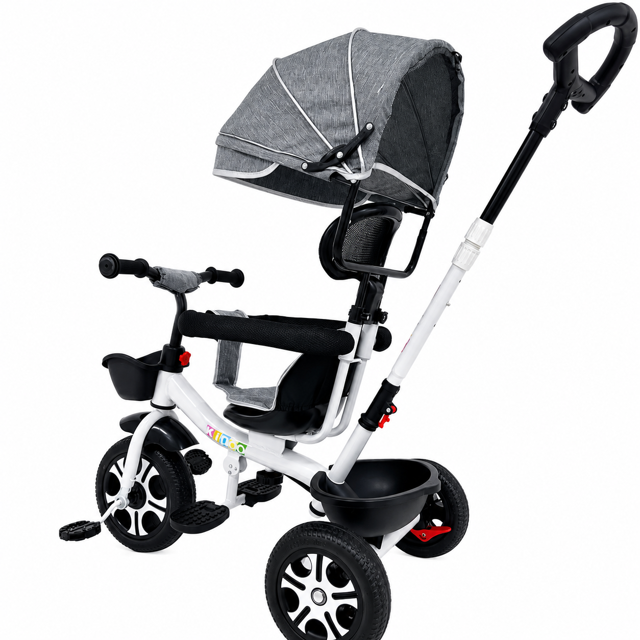 Tricicletă evolutivă KIDOO KD-X06, scaun rotativ 360°, copertină cu protecție UV, roți cauciuc, 9 luni-6 ani
