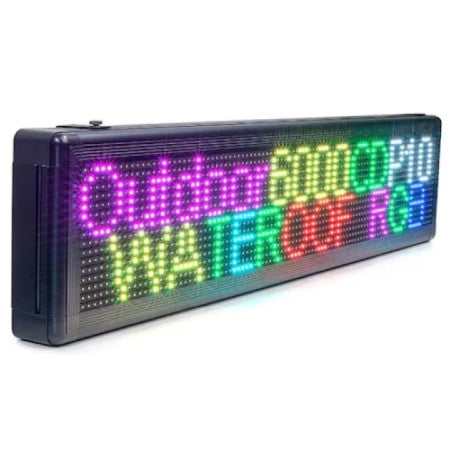 Reclamă luminoasă LED RGB AT Performance, 400x40 cm, Wi-Fi, cod QR, mesaj programabil, neagră