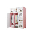 Dulap modular pentru copii AT Performance, 12 compartimente, 76x37x147 cm, model monumente, roz cu alb
