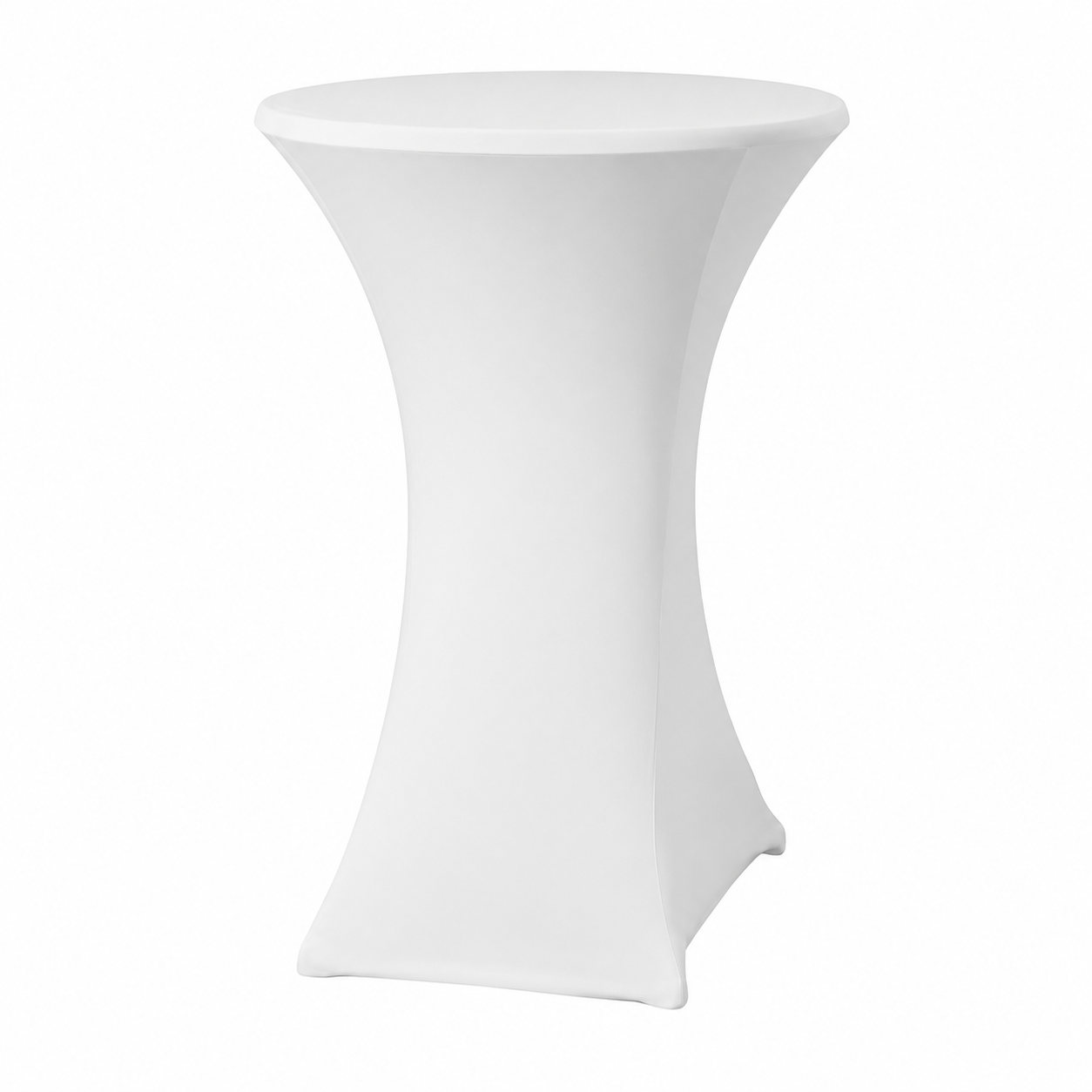 Masă cocktail pliabilă AT Performance AT-2061, Ø80 cm, înălțime 110 cm, cadru metalic, husă elastică, alb