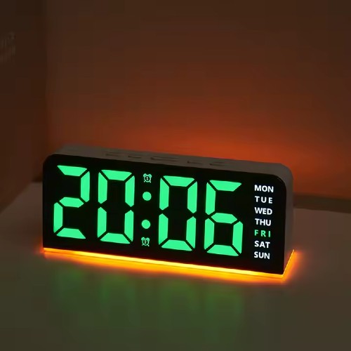 Ceas LED multifuncțional AT Performance, afișaj oră, dată și temperatură, alarmă, alimentare USB, verde