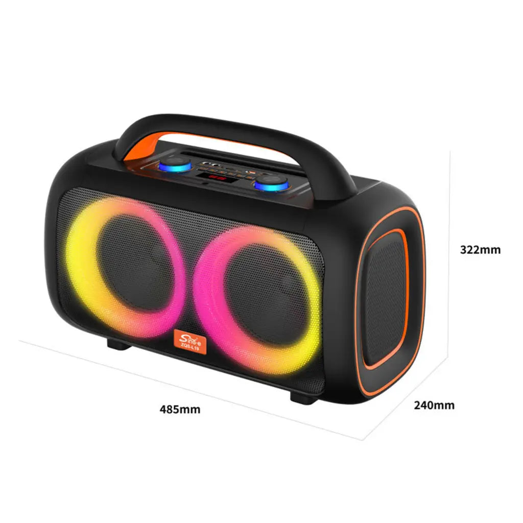Boxă karaoke portabilă Sing-E ZQS-L19, 2x6 inch, 1400 W, 2 microfoane wireless, RGB LED, negru