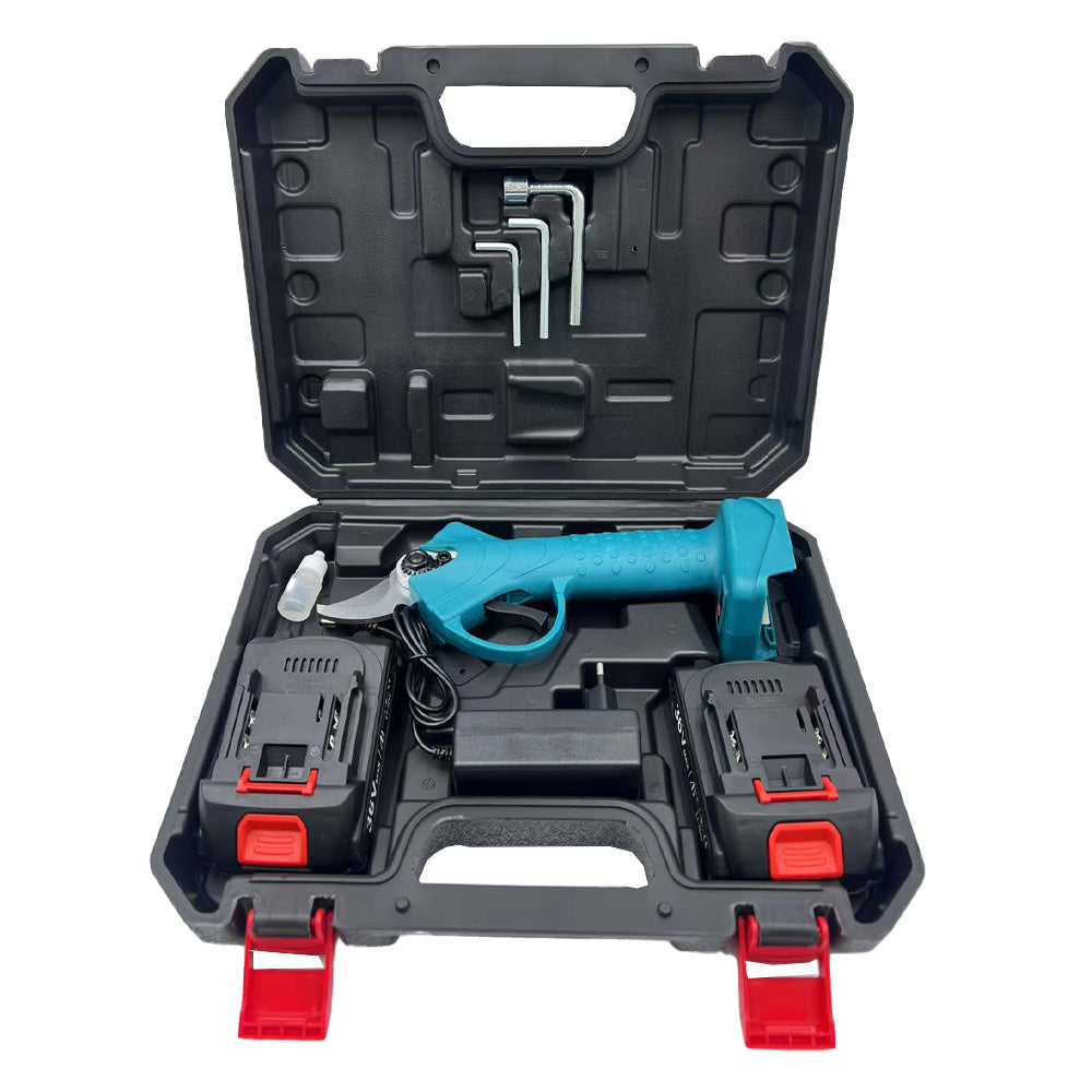 Foarfecă Electrică AT Performance cu 2 Acumulatori, Fără Fir, Lama Oțel Carbon, 5000 mAh, Turcoaz