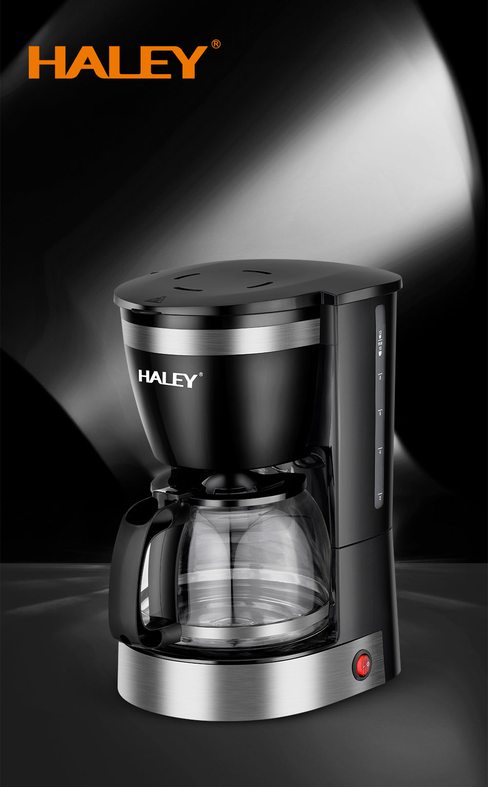Cafetieră HALEY HY-2808, 800 W, 1.25 L, 12 cești, indicator nivel apă, sistem de siguranță