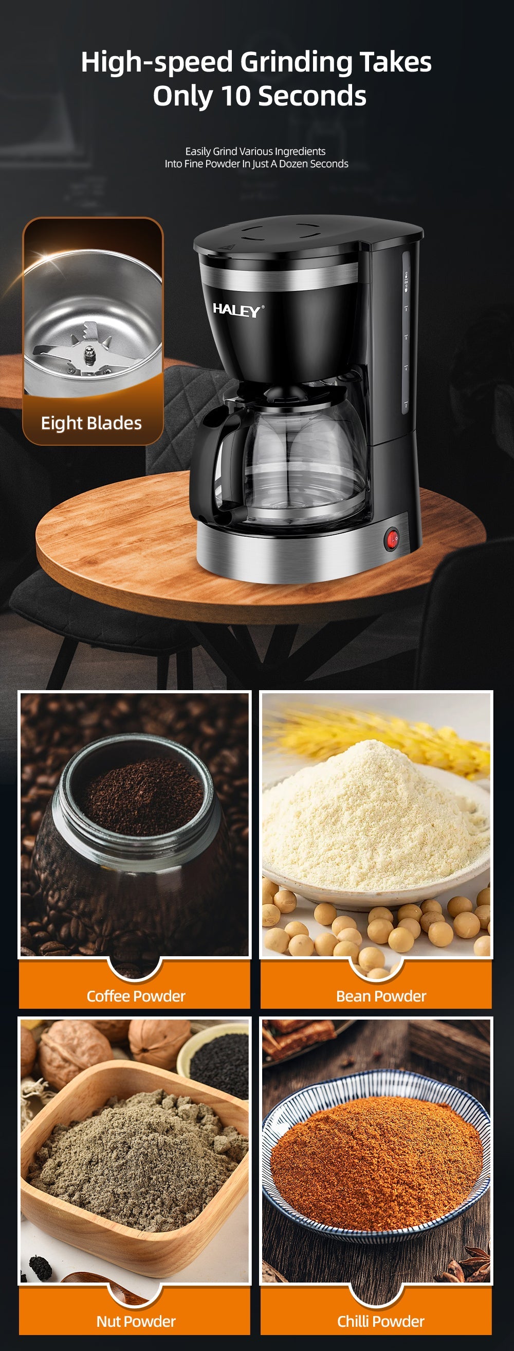 Cafetieră HALEY HY-2808, 800 W, 1.25 L, 12 cești, indicator nivel apă, sistem de siguranță