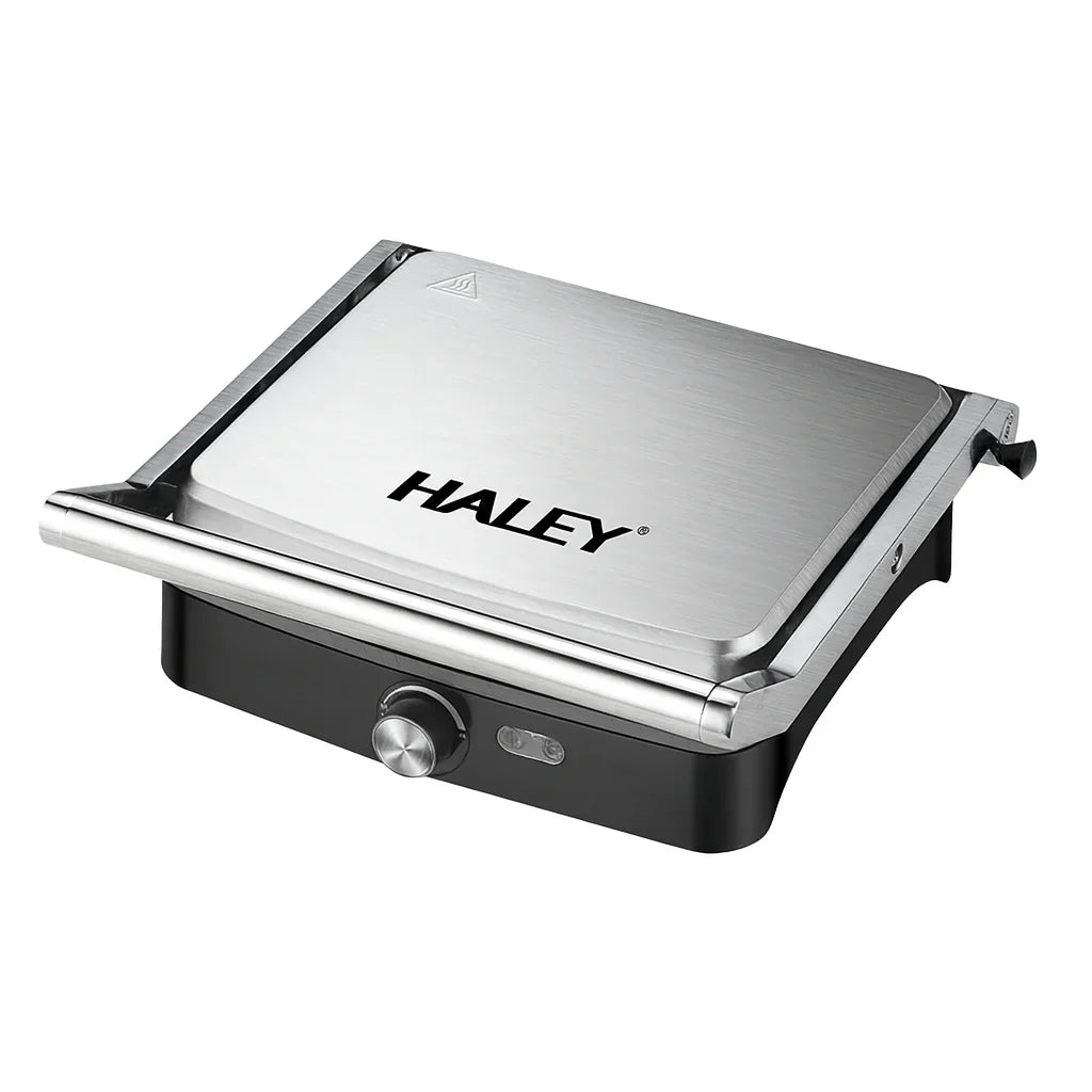 Grill electric HALEY HY-8609, 2000 W, plăci antiaderente, deschidere 180°, inox