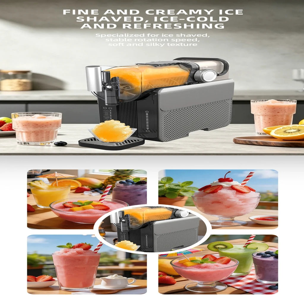 Aparat de gheață răzuită și smoothie HALEY HY-2967, 7 programe, răcire cu compresor, gri