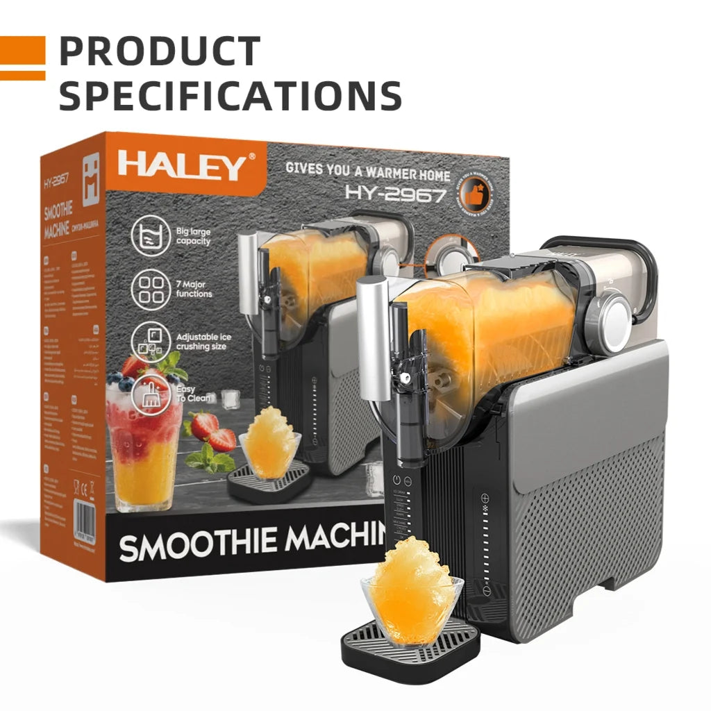 Aparat de gheață răzuită și smoothie HALEY HY-2967, 7 programe, răcire cu compresor, gri