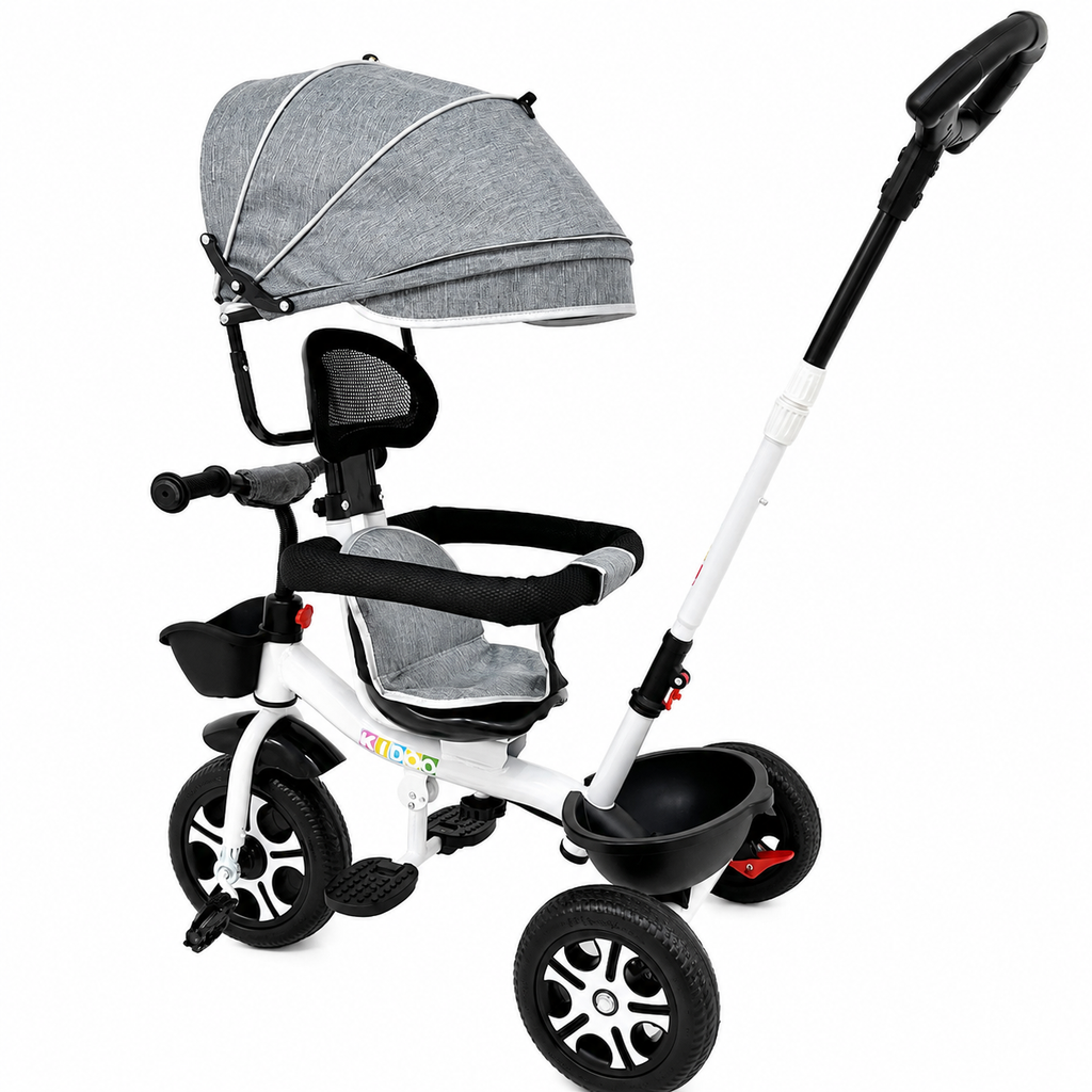 Tricicletă evolutivă KIDOO KD-X06, scaun rotativ 360°, copertină cu protecție UV, roți cauciuc, 9 luni-6 ani