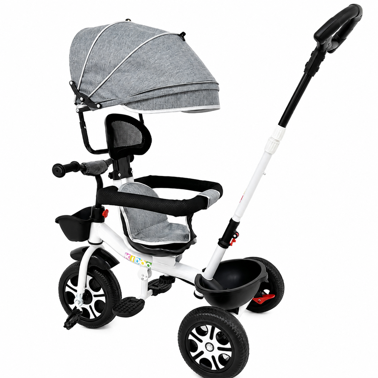 Tricicletă evolutivă KIDOO KD-X06, scaun rotativ 360°, copertină cu protecție UV, roți cauciuc, 9 luni-6 ani