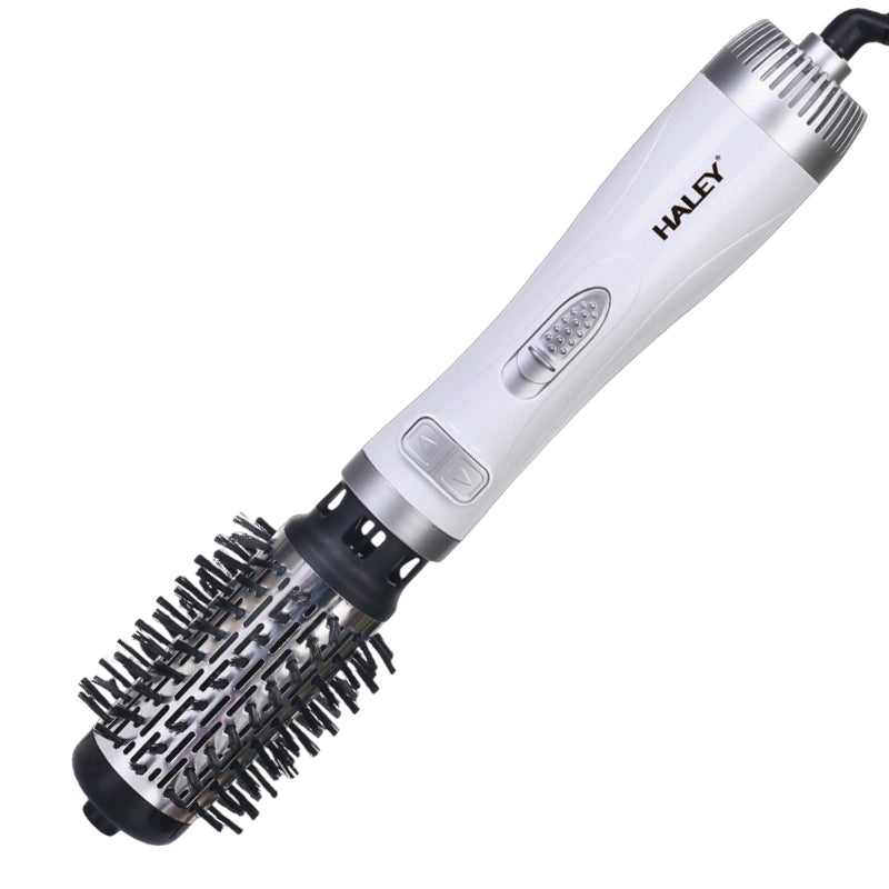 Perie rotativă HALEY, 1000 W, 2 capete de 50 și 38 mm, 3 trepte de temperatură, înveliș ceramic, alb argintiu