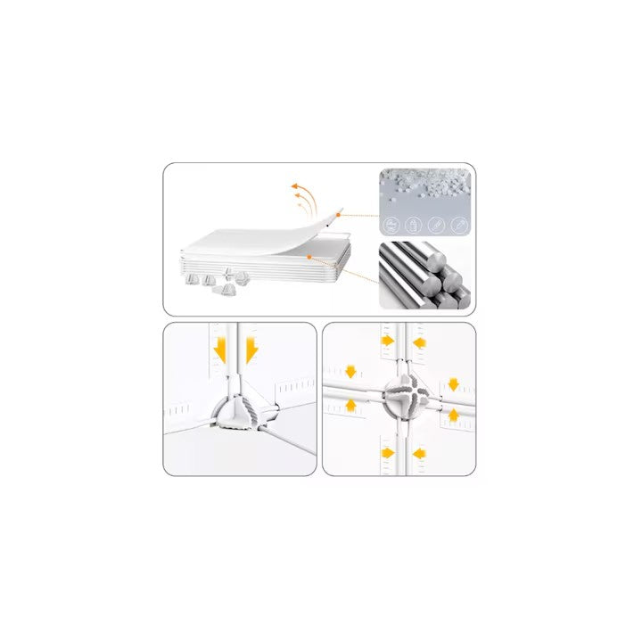 Dulap modular pentru copii, albastru, AT PERFORMANCE®, 12 rafturi, durabil, 110X37X147 cm, castel, print