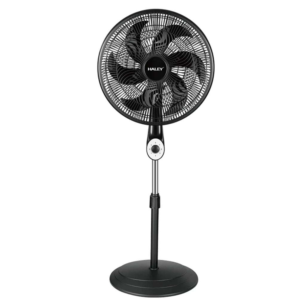 Ventilator cu picior HALEY HY-6016, 18 inch, 6 pale, 3 viteze, înălțime reglabilă, negru