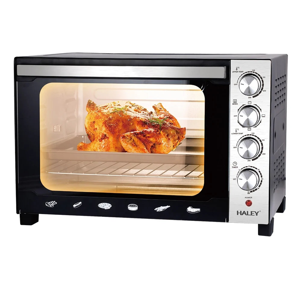 Cuptor electric HALEY HY-5160, 60 L, 2800 W, rotisor, 4 tuburi de încălzire, negru