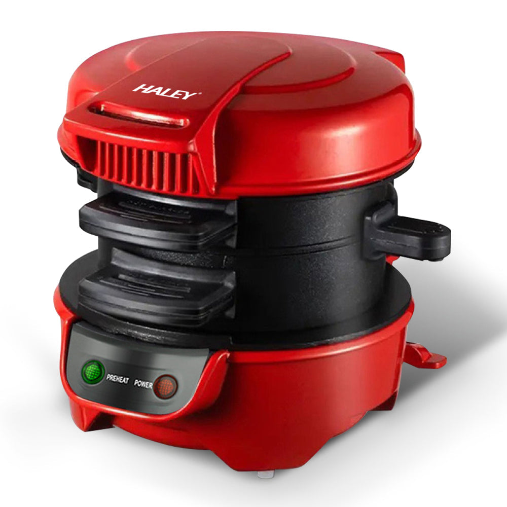 Aparat de burgeri HALEY, 600 W, plăci antiaderente, deschidere 180°, indicator LED