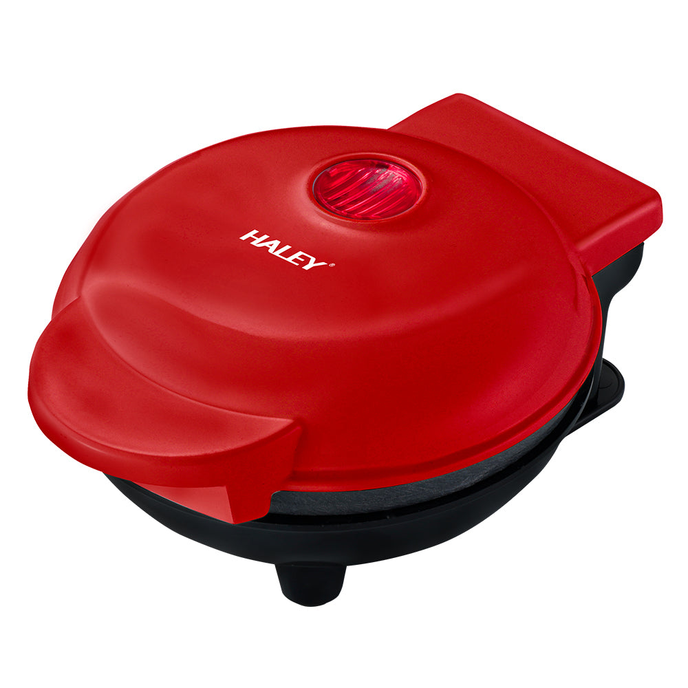 Aparat de gofre mini HALEY, 800 W, plăci duble antiaderente, indicator luminos, roșu