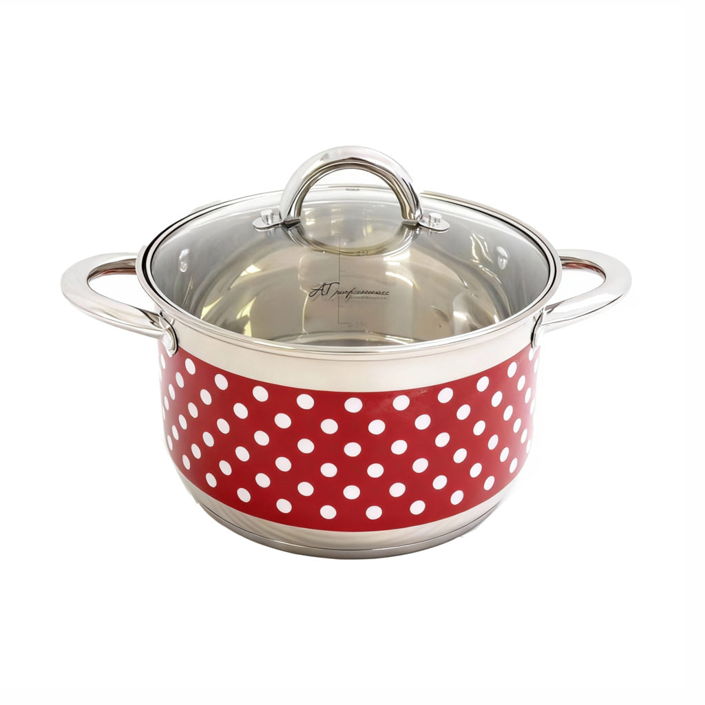 Set oale inox AT Performance, 3 piese, 1,9 L, 3,6 L și 4,7 L, capace din sticlă, model cu buline