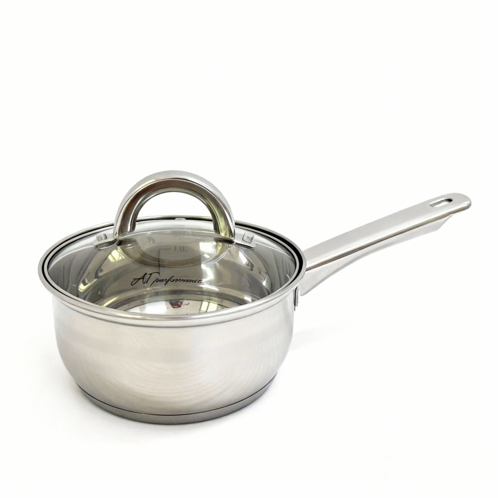 Set oale inox AT Performance, 3 piese, 1,6 L, 2,3 L și 3,1 L, capace din sticlă, compatibile inducție
