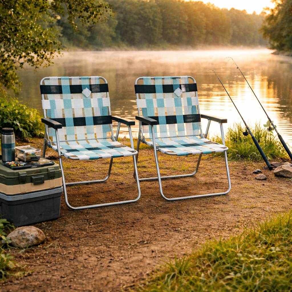 Set 2 scaune pliabile camping AT Performance, cadru oțel, 90 kg, 79x57x64 cm, model în carouri