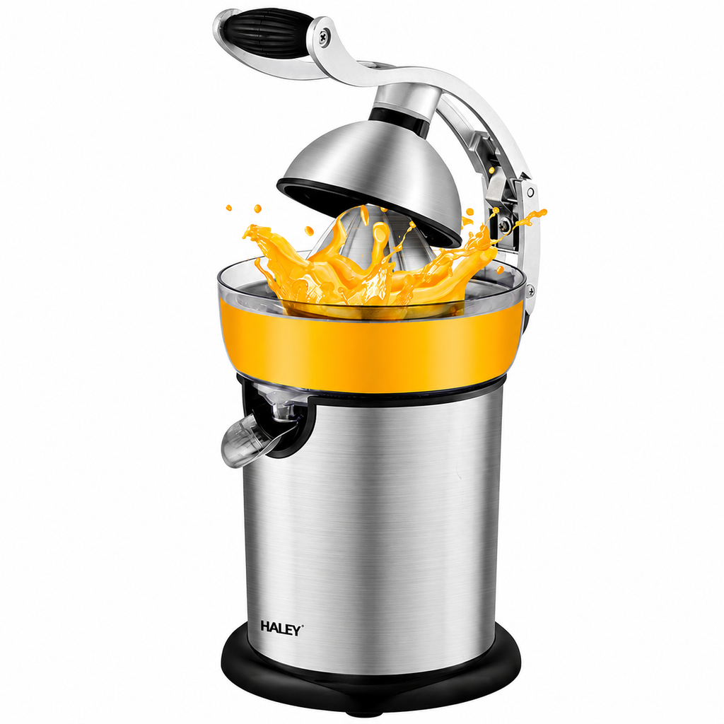 Storcător de citrice HALEY HY-2954, 800 W, 400 ml, presare cu pârghie, carcasă inox, argintiu/negru